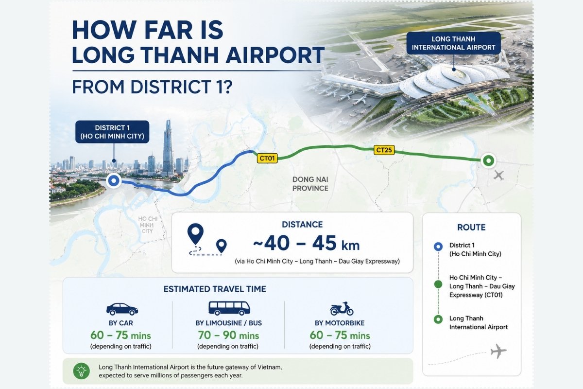 How far is Long Thanh Airport from Ho Chi Minh city?